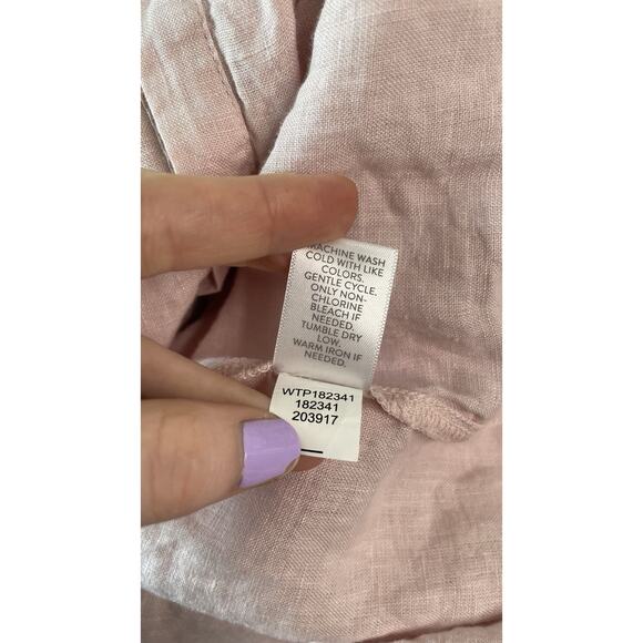 J Jill Love Linen Dress Womens M Tunic Dress Button Up Pintuck Beachy Blush Pink - Picture 8 of 8